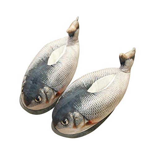 CatcherMy Zapatillas De Felpa De Algodón Zapatillas con Forma De Bagre Zapatos Antideslizantes Cálidos para El Hogar Interior Hombres Mujeres