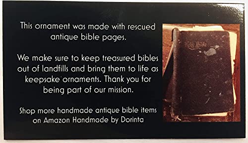 Rescued Antique Bible Pages Strips Hanging Christmas Year Round Ornament Beautiful Cross Charm Hanger And Faith Quote Card Shatterproof Round Disc For Best View #TOP4