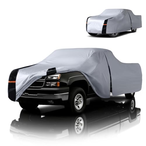 Image of Multi-Layer Chevy Silverado 2500HD Truck Cover, Custom Fit Silverado 2500 2020-2026 Crew Cab SB(6.8') Car Cover Waterproof All Weather, Full Exterior Cover Rain Wind and UV Protect with Door Zipper
