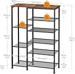 HOOBRO 6-Tier Staggered Shoe Rack, Entryway Shoe Organizer with Particleboard Surface Shelf and Metal Frame, for Hallway, Entrance, Closet Storage, for Boots, Heels, Sneakers, Rustic Brown BF35XJ01