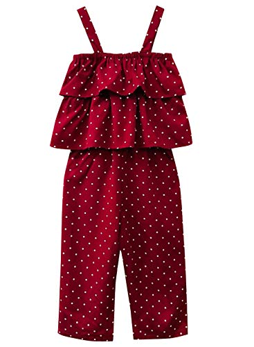 A.T.U.N. All Things Uber Nice Polyester Ruffle Jumpsuit (GJST FIO_Maroon-White_13-14 Years) - Image 8 thumbnail