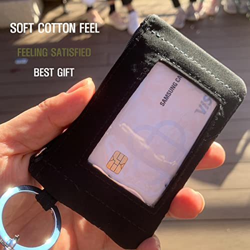 Donggangaji Classic Black Lanyard With Zip Id Case, Fashion Lanyard Wallet, Id Case Wallet With Lanyard，Cotton Lanyards With Wallet (Black-C) #TOP6