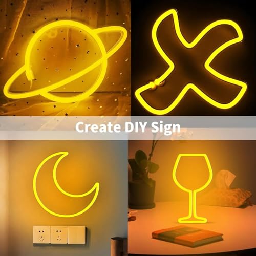 Image of 16.4 Feet Neon LED Strip Lights, with 12V Adapter, Waterproof IP65, Silicone Flexible Rope Light for Home Decor | Led Strip Lights | Neon Lights | Strip Lights | DIY | (Yellow)