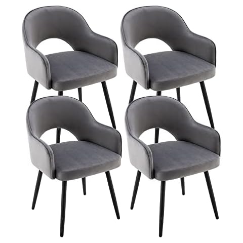 chairus Velvet Dining Chairs Set of 4 Upholstered Side Chairs Modern 360° Swivel Armchair Accent Chair for Home Office Living Room (Gray-4(Velvet)) Cover