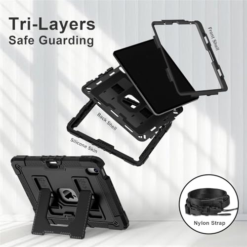 Coque iPad Air 5e génération 10.9 silicone rigide avec sangle noire rose