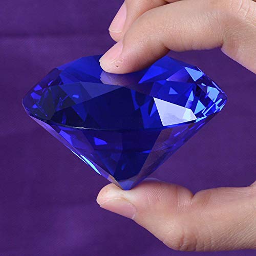Image of Blue Crystal Glass Diamond Shaped Decoration 60mm Jewel Paperweight,Gift Decoration Idea for Christmas, Thanksgiving and Birthday