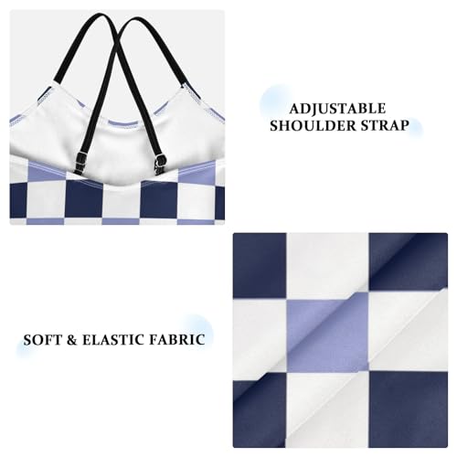 Image of Black and White Chess Girls One Piece Swimsuits Board Marble Tile Sport Halter Swimwear Beach Bathing Suit 3T