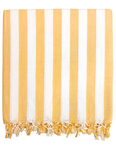 Image of Arvore Bunkaar Pure Handloom 100% Soft Desi Bamboo Viscose Soft Bhagalpuri Andi Chadar /Summer Blanket /Khes /Top Sheet /AC Blanket /Odhne wali Chadar (Yellow White, Striped, 1, Bhagalpuri Chadar)