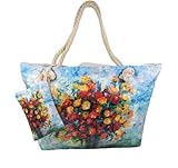 Goods4good Bolso de Playa Piscina Grande Con Diseño de Pinturas de Van Gogh, 55x36cm, Regalo Neceser. (Turquesa-Rojo)