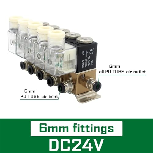 Électrovanne pneumatique 3V1-06 3/2 voies normalement fermées avec raccords 6mm 5F