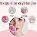 Habitable tree 2 Pcs Large Body Powder Puff and Container Valentine's Day gift Powder Container with Puff Crystal Case Soft Washable Reusable Velour Face Body Glitter Wet Dry Makeup (Pink)