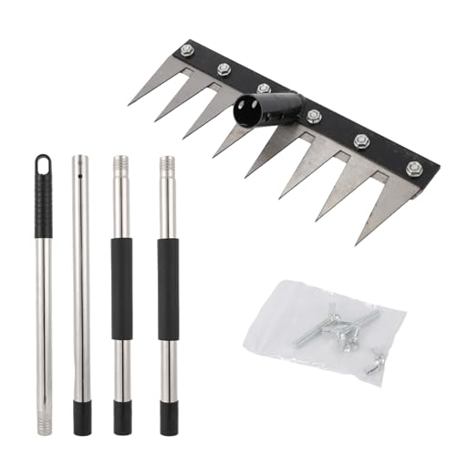 Rastrillo manual de 8 púas para jardinería, acero inoxidable miniatura 7
