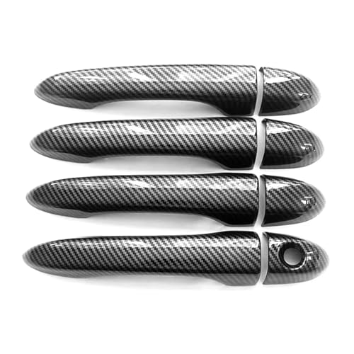 車用サイドドアハンドルカバー Compatible With Fiat For 500X 500 2016 2017 2018 2019 2020 2021 2022 2023 グロスブラックカーボンドアハンドルカバーカーアクセサリーカバートリム