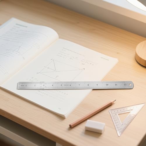 KEILEOHO 20 Pack 12 Inch Metal Ruler, Metric Measurements Stainless Steel Straight Edge Rulers for Measuring, Drawing, Craft Projects, Silver by KEILEOHO - Image 7