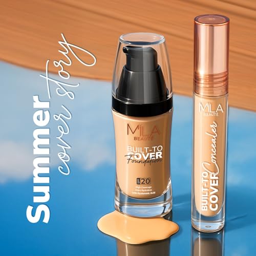 Image of Mila Beaute Built to Cover Liquid Foundation I Medium to Buildable Coverage I Matte Finish I Lightweight I SPF 20 I Super Hydrating with Hyaluronic Acid (D-1-Caramel, 30ml)