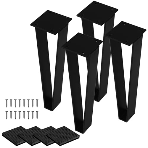 NXN-HOME 12 inch Metal Bench Legs Triangle-Shape Furniture Legs Solid Steel Table Legs Metal Couch Legs Metal Legs for Sofa Couch Dresser Coffee Table (Set of 4)