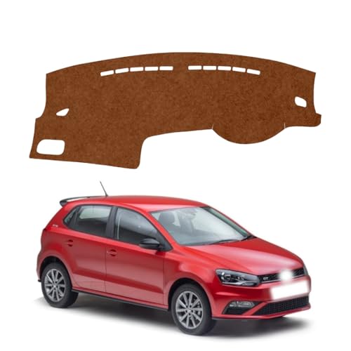 Image of Car Dashboard Cover Compatible with Volkswagen Polo 2010-2022 Dustproof, UV Resistant | Sun Shade Carpet | Custom Fit Car Accessories (Brown)