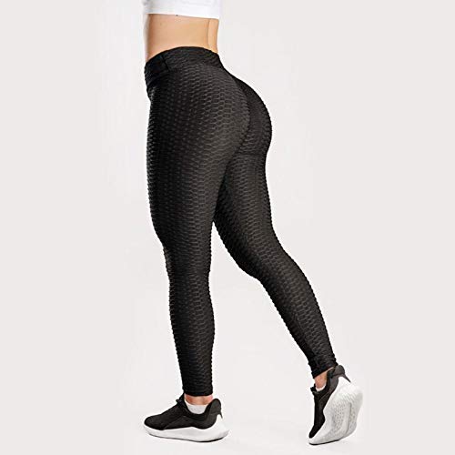 bueqcy Anti Cellulite Scrunch Push Up Leggings, Tummy Control Slimming Booty Leggings Workout Running Butt Lift Tights - Women's Breathable Sport Waist Yoga Pants (Black, M)