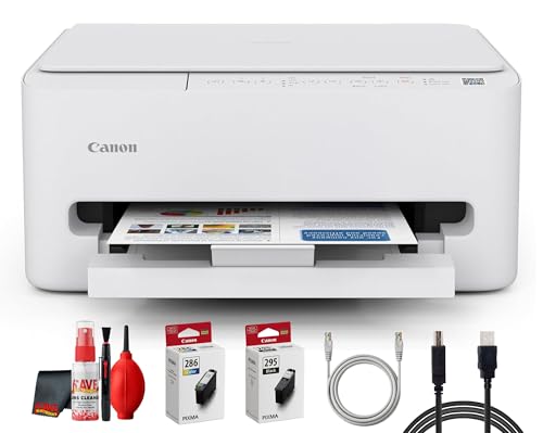 Image of Canon PIXMA TS4320 MFP Inkjet Printer for Home Office, Schoolwork, Documents, Labels, Photos, Crafts and Wireless Printing from Devices (7181C002) + Printer Cable + Cleaning Kit (6pc Bundle)