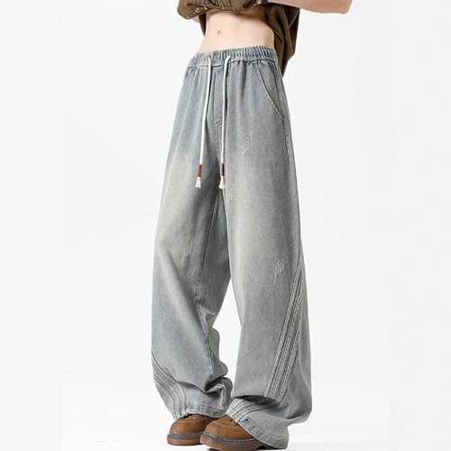 Baggy Jeans for Men Y2K Striped Design Low Rise Straight Leg Vintage Casual Denim Pants Harajuku Fashion Streetwear2