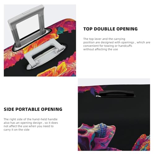 Attractive Skeletal Woman Flowers Hat Elastic Travel Luggage Covers Dustproof Scratch-Resistant Suitcase Protector Fit 22-24 Inch3