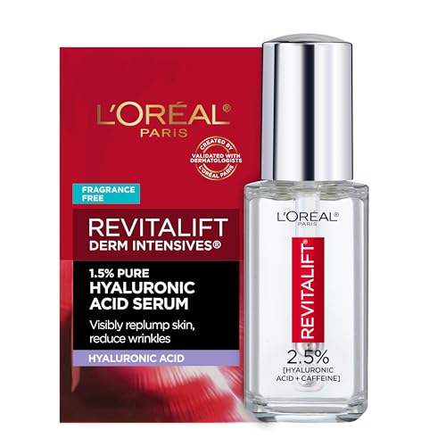 L'Oreal Paris Revitalift Hyaluronic Acid + Caffeine Hydrating Eye Serum for Dark Circles, Fragrance...