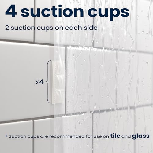 Image of downluxe Shower Curtain Liner, PEVA Plastic Shower Liner with 3 Magnets, 72 inch x 72 inch Waterproof Bathroom Curtain, 8G Clear with Suction Cups, 1 Pack