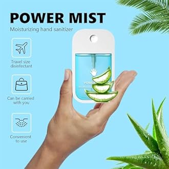Power Mist Hydrating Hand Sanitizer, Power Mist Hydrating Spray for Hand, Hand Sanitizer Spray, Travel Size (2pcs - Blue & Green)