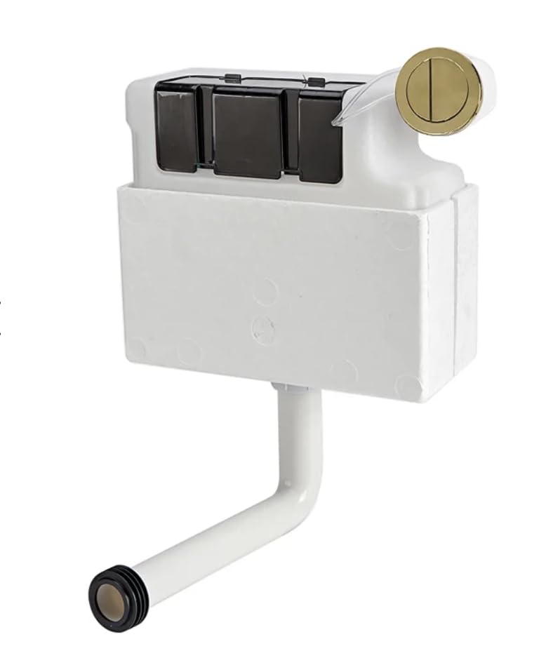 Housler® Brushed Brass Button Pneumatic Concealed Cistern Bottom Inlet Dual 3/6 Flush Systems