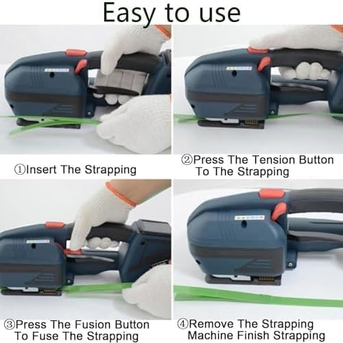 Reggiatrice Elettrica, Reggiatrice Automatica per Reggette in PP PET con Batteria, Kit Tenditore Portatile per Reggette in Cartone per Scatole da Imballaggio(1batteries)