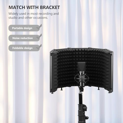 Bouclier isolation microphone noir à trois panneaux en alu - 5