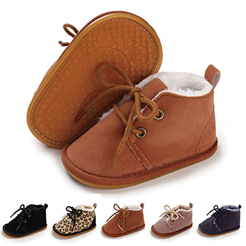 E-FAK Newborn Baby Booties Boys Girls Shoes Winter Warm Fur Lining Anit-Slip Rubber Sole Infant Toddler Prewalker Boots