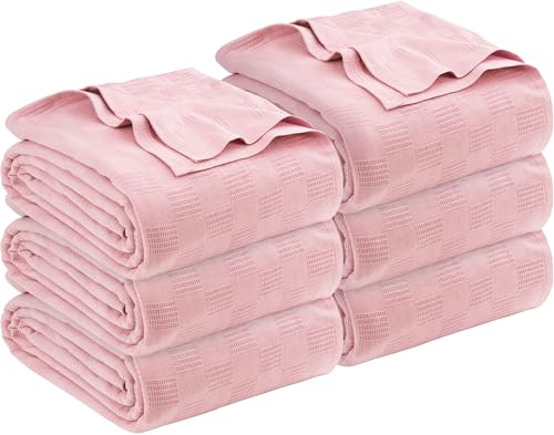 Image of Utopia Bedding Dusky Pink 100% Cotton Blanket [King Size - 90x108 Inch] 350GSM Lightweight, Soft and Breathable Thermal Blanket for All Seasons (Pack of 6)