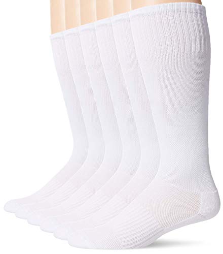 DND Athletic Over the Calf Compression Crew Socks for Mens and Boys - White (6/Pack)