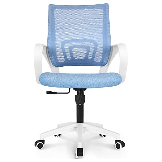 NEO CHAIR Office Chair Computer Desk Chair Gaming - Ergonomic Mid Back Cushion Lumbar Support with Wheels Comfortable Blue Mesh Racing Seat Adjustable Swivel Rolling Home Executive