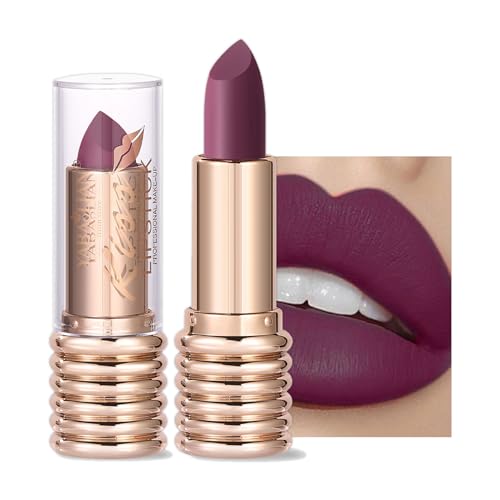 Lipstick for Women Long Lasting, Matte Dark Purple Brown Lipsticks, Waterproof Quick-Drying Non-Sticky Full-Coverage Lip Gloss, Punk Gothic Velvet Lip Gloss Lip Stain