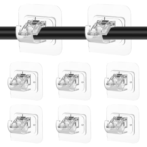 Funalix 6 soportes autoadhesivos para barra de cortina, de PVC, sin necesidad de taladrar, para salón, dormitorio, baño (transparente)