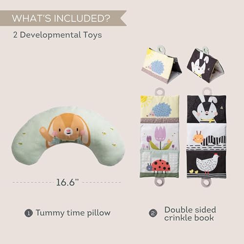 Image of Taf Toys Tummy Time Double-Sided Crinkle Book & Baby Development Tummy Time Support Toy, Sensory Stimulation for Newborns 0-6 Months Sensory Toys