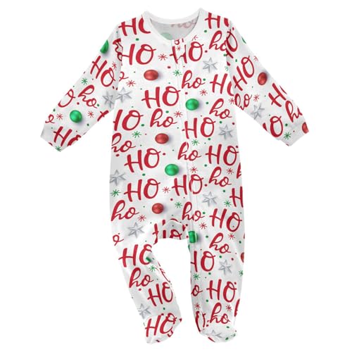 Pfrewn Baby One-Piece Footies Christmas Seamless Patterns and Garlands Toys Girls Boys Footed Sleep and Play Christmas Winter Romper Jumpsuit 3M