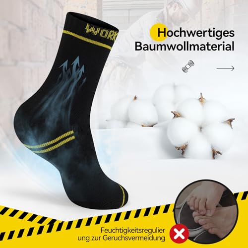Mowenti Calze Uomo Calzini Termici Invernali Spugna Calzettoni Termiche Lunghe Lavoro Work Lunghi Cotone Socks Nero 43-46 10 Paia - 4
