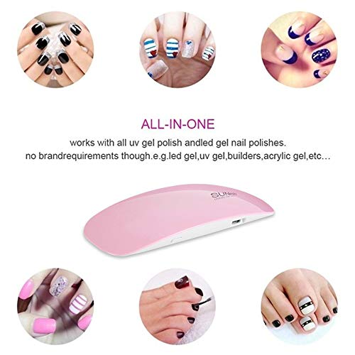 XWU Lâmpada de unha LED, 6W LED lâmpada de cura de secador de unhas com 30S Timer USB portátil secad