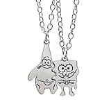 Paar Halskette, 2 Stücke Anime und Pai Starpaar Halskette, Schmuckketten Set, exquisite silberne Patrick Star Pendant, Kawaii Schmuck Junge und Mädchen, Kinder Geschenkgeschenk Freundschaft Kette