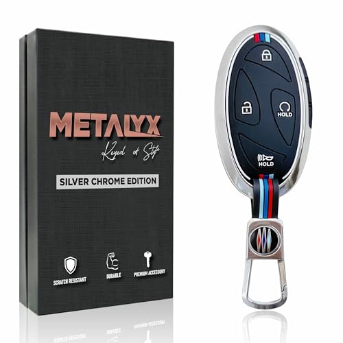 Image of Metalyx SILVER CHROME Car Key Fob Cover for HYUNDAI NEW VENUE 2026 | 2025 Facelift - HX5 to HX10 & N-Line | METAL Smart KEY Case with Silicone | Anti Scratch | Fingerprint Resistant | Drop-Protected