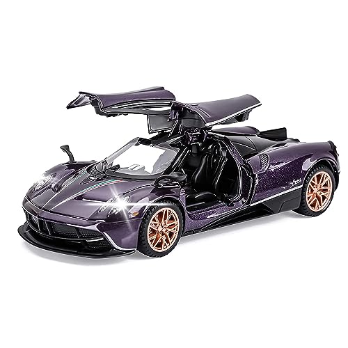 Image of 1:24 Huayra Toy Car Diecast Scale Metal Cars with Sound Light Openable Door Pullback Toy Car for Kids