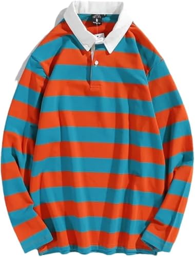 Men Vintage Polo Shirts Knit Casual Golf Rugby Shirt Lightweight Cotton Long Sleeve Collared Pullover Sweater Tops