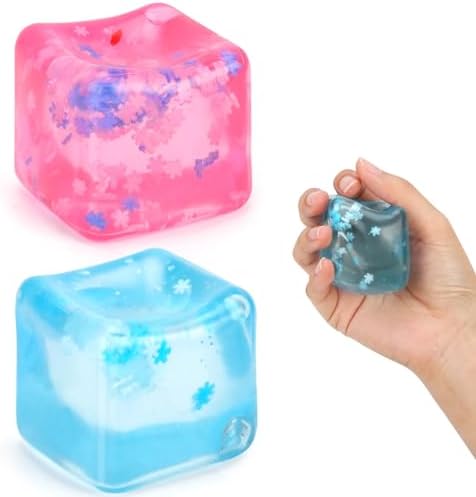 Fidget Toy for All Ages: 2 Pack Soft Sensory Fidget Ice Cube Stress ...