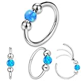Small Cartilage Hoop Earrings for Women,Opal Hypoallergenic Earrings 316L Surgical Steel Hinge Hoop Earrings for Helix,Piercing Jewelry Septum Clicker Lip Rings Cartilage Earring Helix(Blue, 8MM)