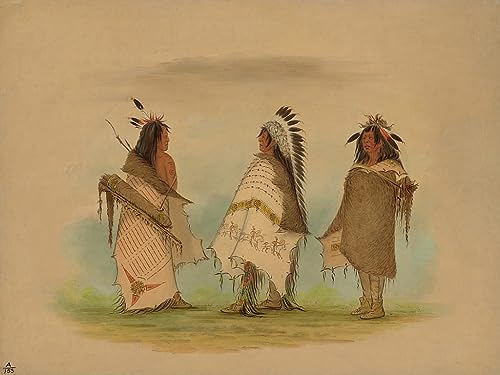 Impression d'art Les Trois Guerrières Shoshonee George Catlin affiche haut de gamme 60x90
