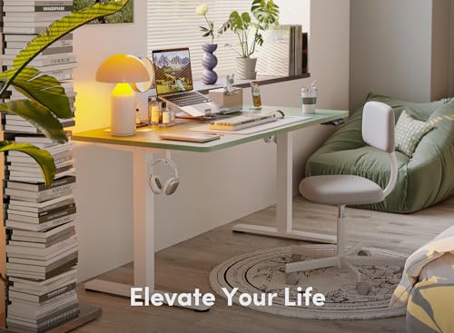 Image of FEZIBO Electric Standing Desk, 48 x 24 Inches Height Adjustable Stand up Desk, Sit Stand Home Office Desk, Computer Desk, Green