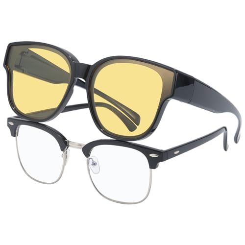 LVIOE Night Driving Glasses for Women Men Fit Over Night Vision Glasses Anti Glare Polarized Wraparound Eyewear N3091